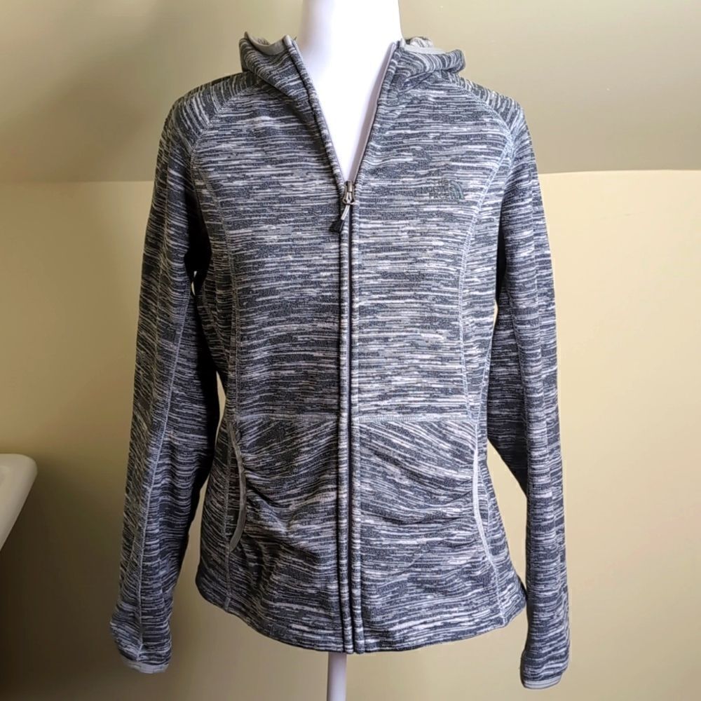 The North Face Medium Heathered Gray Polartec Full Zip Hooded Fleece